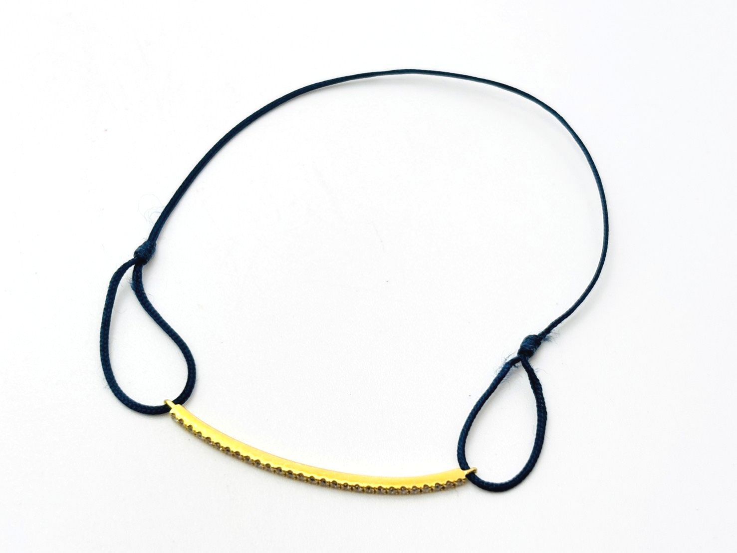 ☆AHKAH アーカー K18YG ティナ コードブレスレット 13番ネイビー 0.23