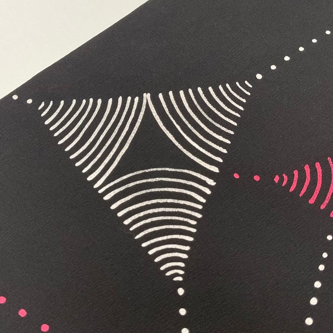 着物と帯 時流】N25116◇正絹 九寸名古屋帯◇染帯 黒色 ちりめん 美品