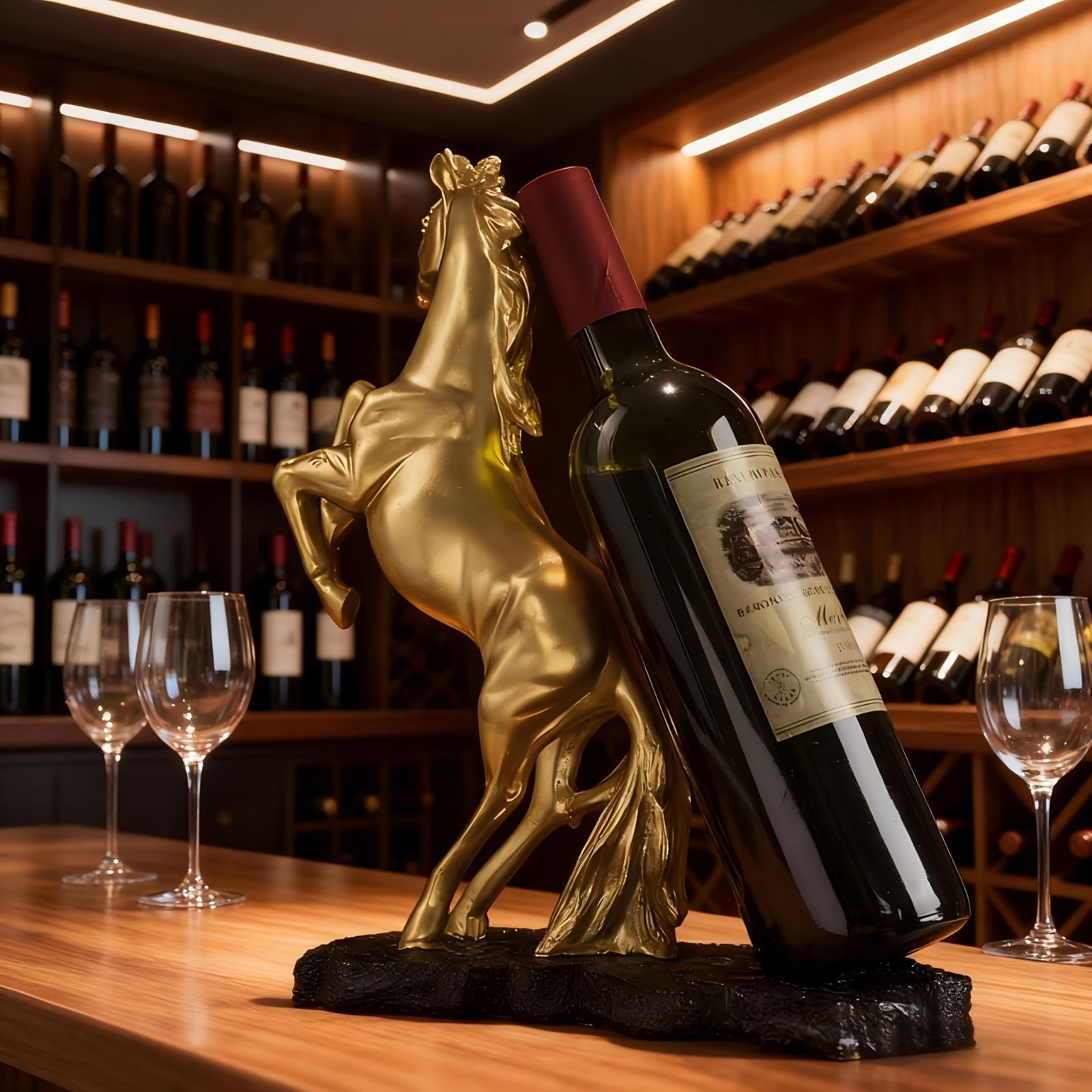 ワインホルダー ワインラック ウマ 馬 うま ゴールド ワインスタンド おしゃれ ワインボトルラック ワイン棚 インテリア アンティーク ワイン シャンパン ボトル スタンド ディスプレイ 引越し祝い 感 干支