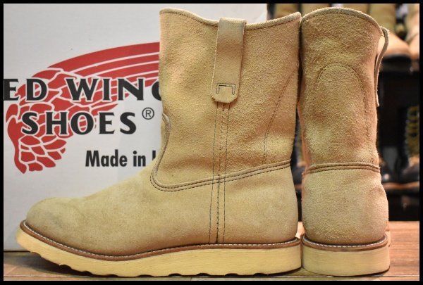  7.5 E 羽タグ 98年 レッドウィング 8168 スエード ペコス タン ラフアウト ベージュ ブーツ redwing FL 437 ワークブーツ ブーツ 革靴