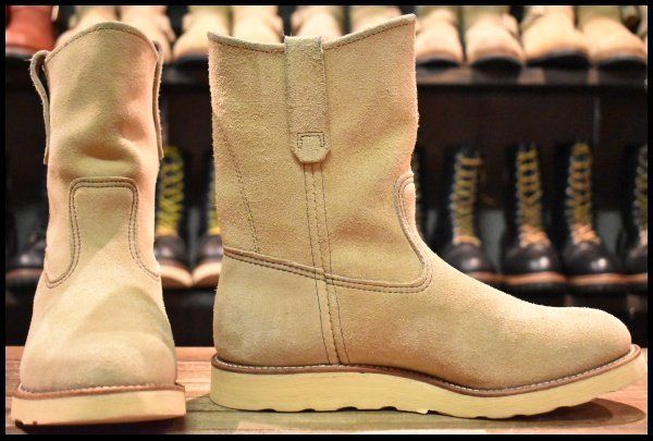 7.5 E 羽タグ 98年 レッドウィング 8168 スエード ペコス タン ラフアウト ベージュ ブーツ redwing FL 437
