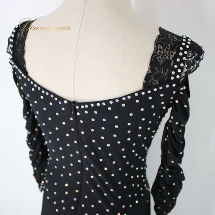 社交ダンス 衣装 スタンダード ドレス ワンピース パーティドレス 黒