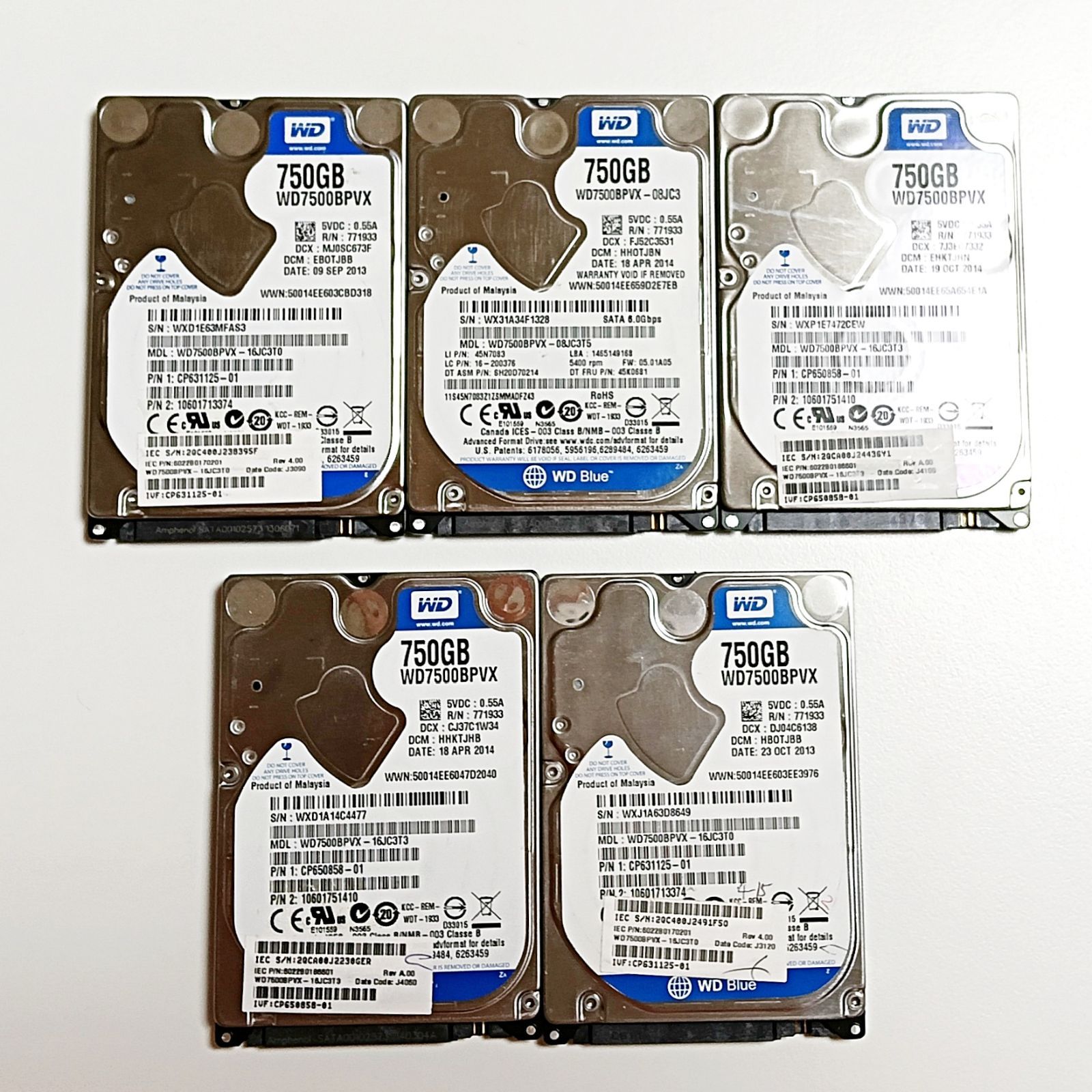 動作良好 全品正常判定 2.5インチHDD 750 GB× セット ノートパソコン内臓 管理J