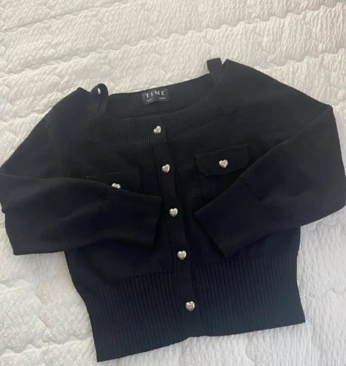 ハンサムタイム ハートボタン ニット 90 ブラック