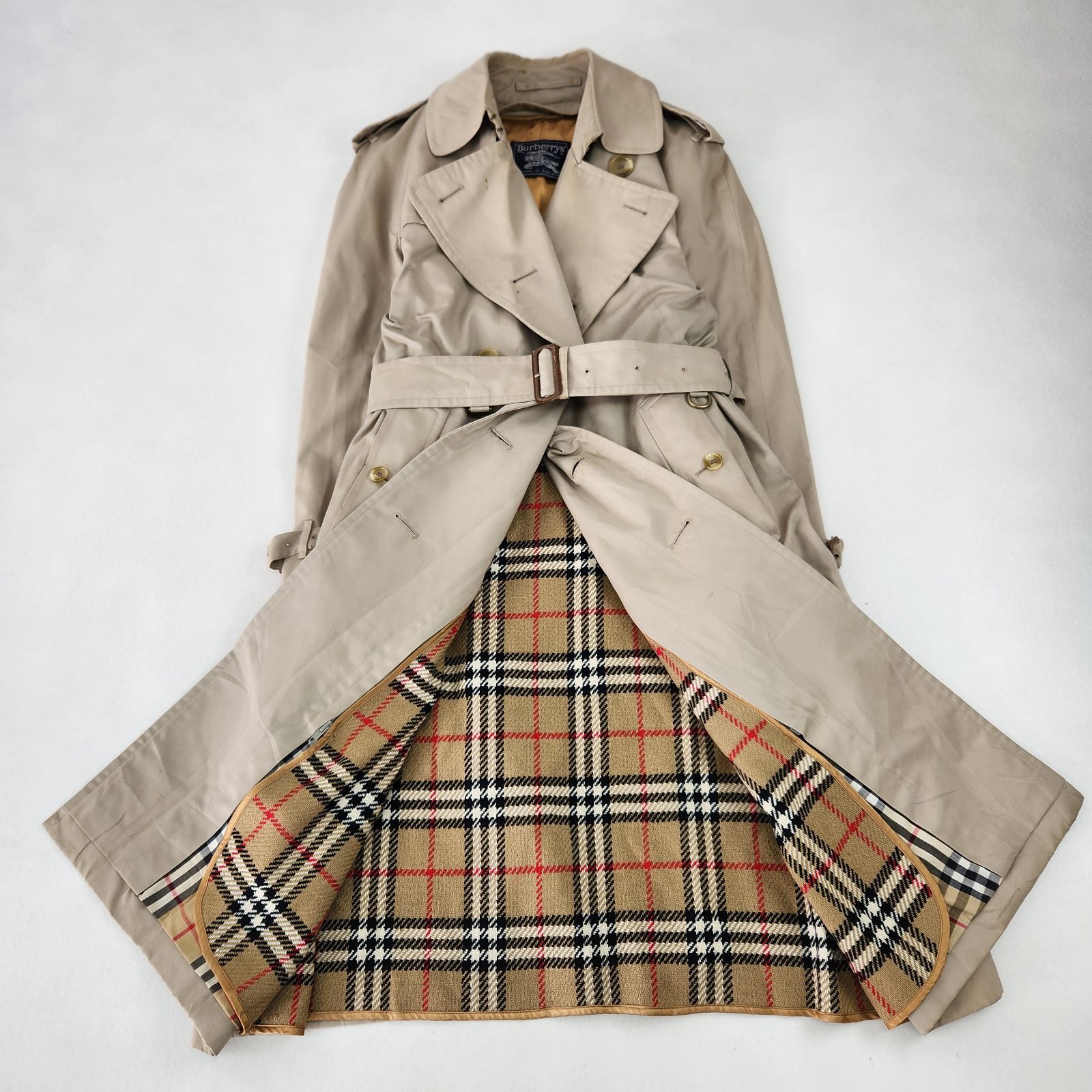 トレンチコート ライナー付 バーバリーズ エポレット ベルト 付属品完備 イングランド製 ベージュ 34 S M相当