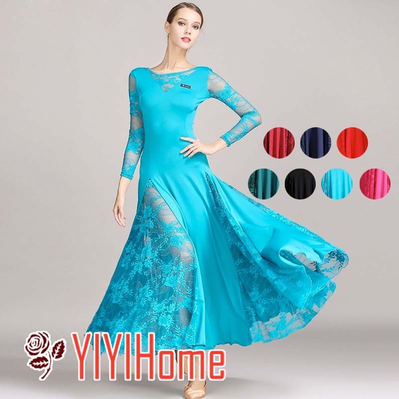 レディース 社交ダンス衣装 モダンドレス レースワンピース