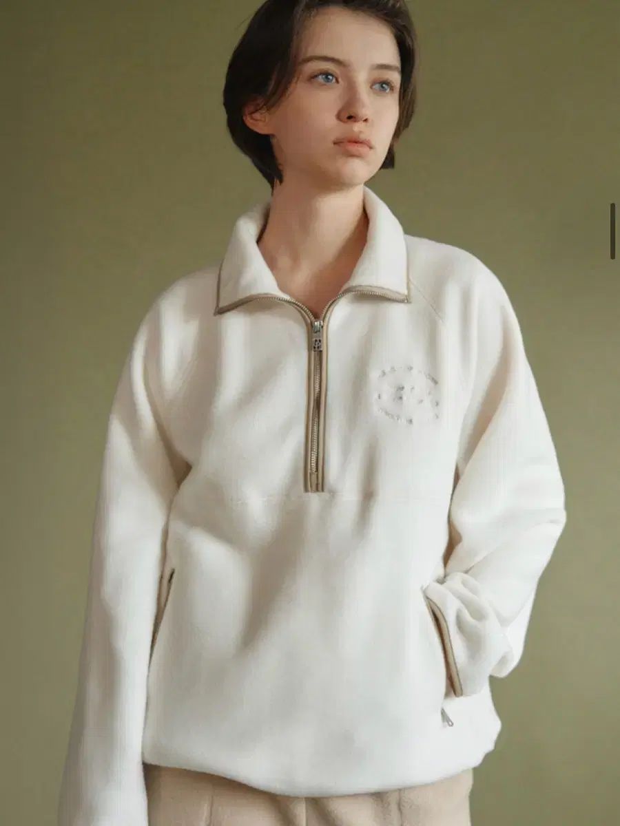 umer ユメル 暖かく熱い ハーフジップ フリース クリーム