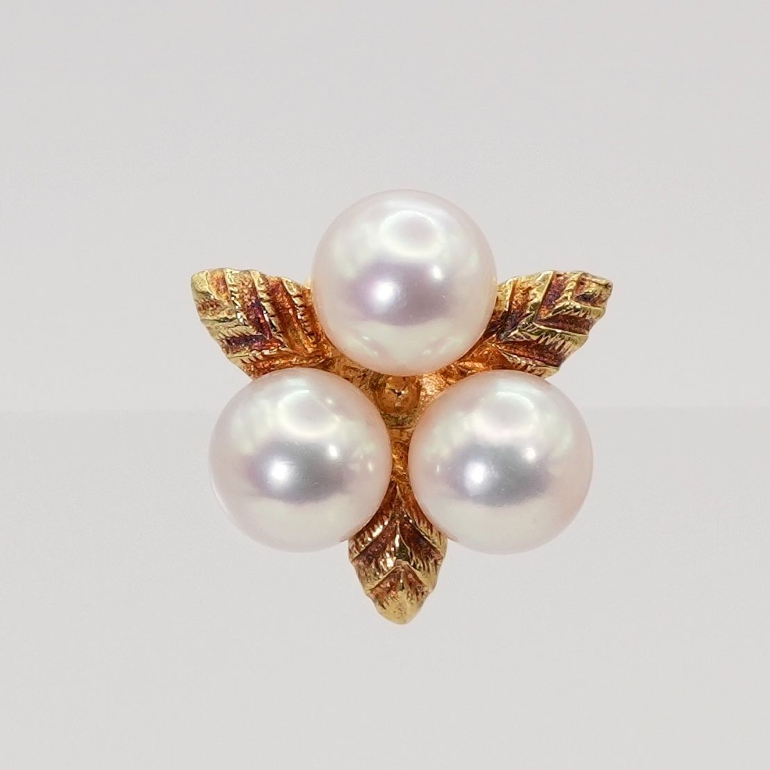 ミキモト 片耳 K18 アコヤ真珠 ピアス ベビーパール リーフ/24-2564