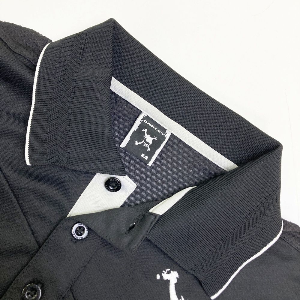 サイズ：M OAKLEY オークリー 半袖ポロシャツ スカル刺繍 ブラック系