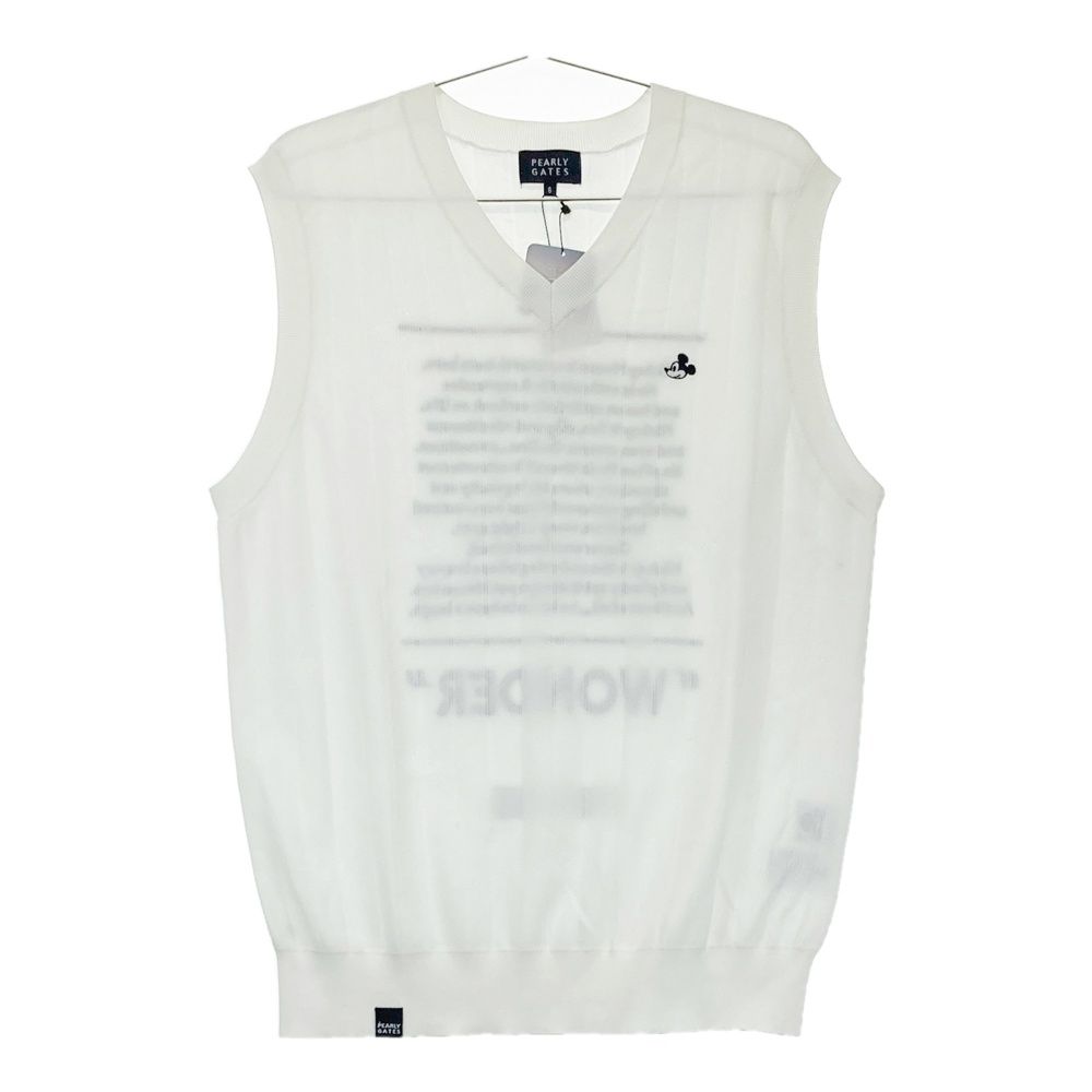 サイズ 6 PEARLY GATES パーリーゲイツ ×Disney 100周年 Vネックニットベスト ミッキー柄 ホワイト系 ゴルフウェア メンズ ストスト