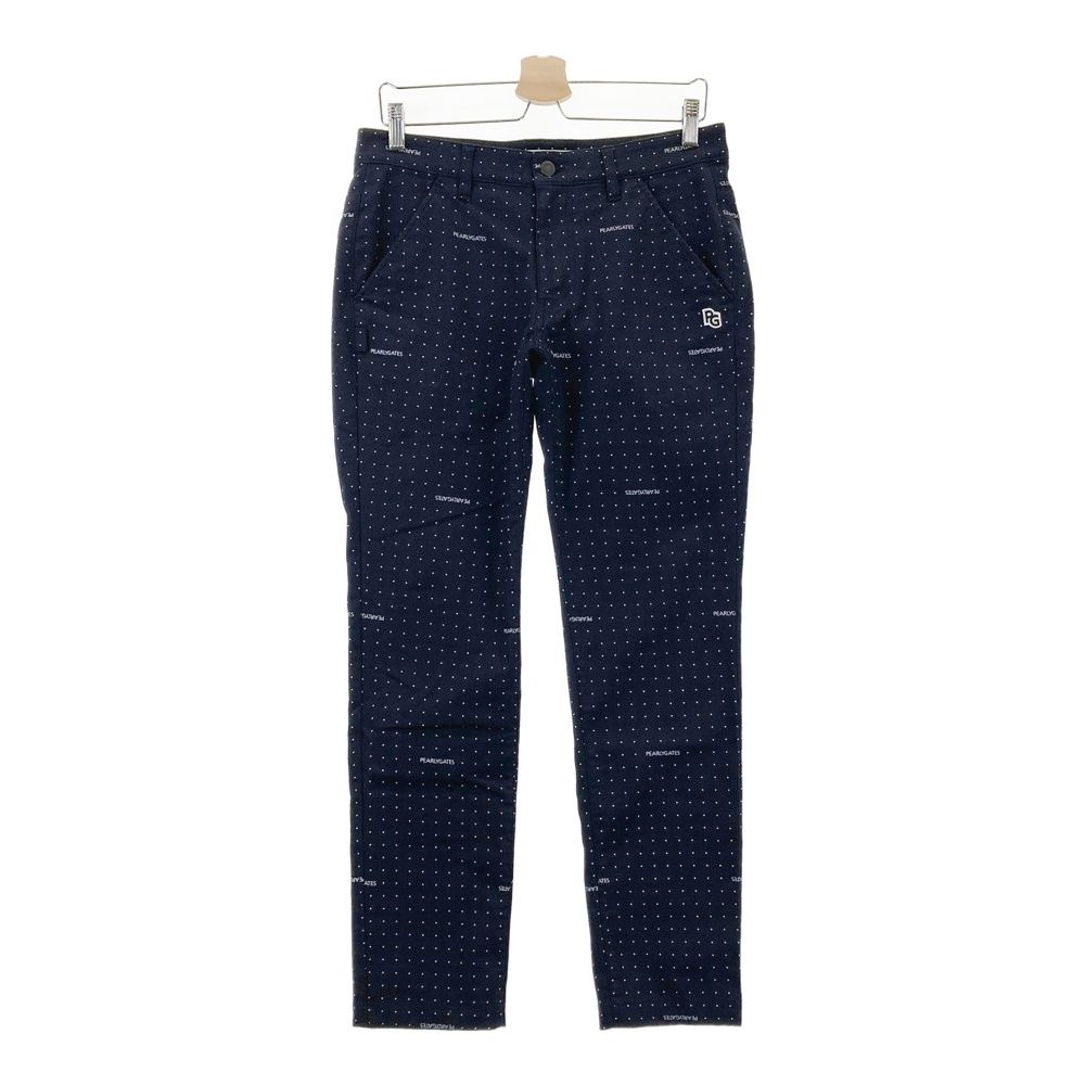 サイズ 4 PEARLY GATES パーリーゲイツ モデル ストレッチパンツ ドット ロゴ総柄 ネイビー系 ゴルフウェア メンズ ストスト パンツ メンズウェア ゴルフ