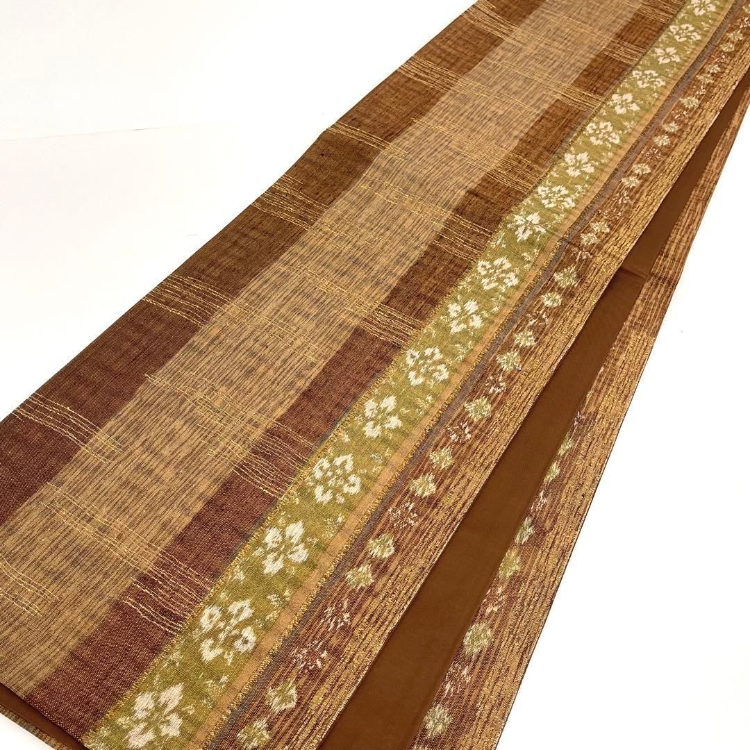 着物と帯 時流 F 2590◆正絹 袋帯◆長尺 洒落袋 ブラウン 金糸