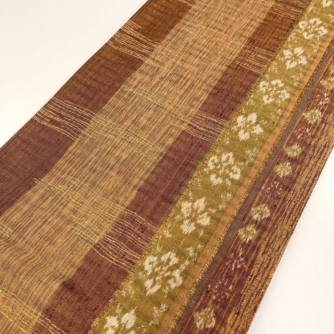  着物と帯 時流 F 2590◆正絹 袋帯◆長尺 洒落袋 ブラウン 金糸 袋帯 帯