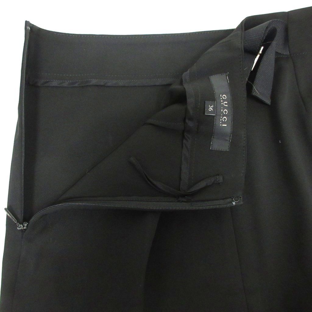 グッチ GUCCI タイトスカート ひざ丈 ストレッチ素材 ベルト 黒