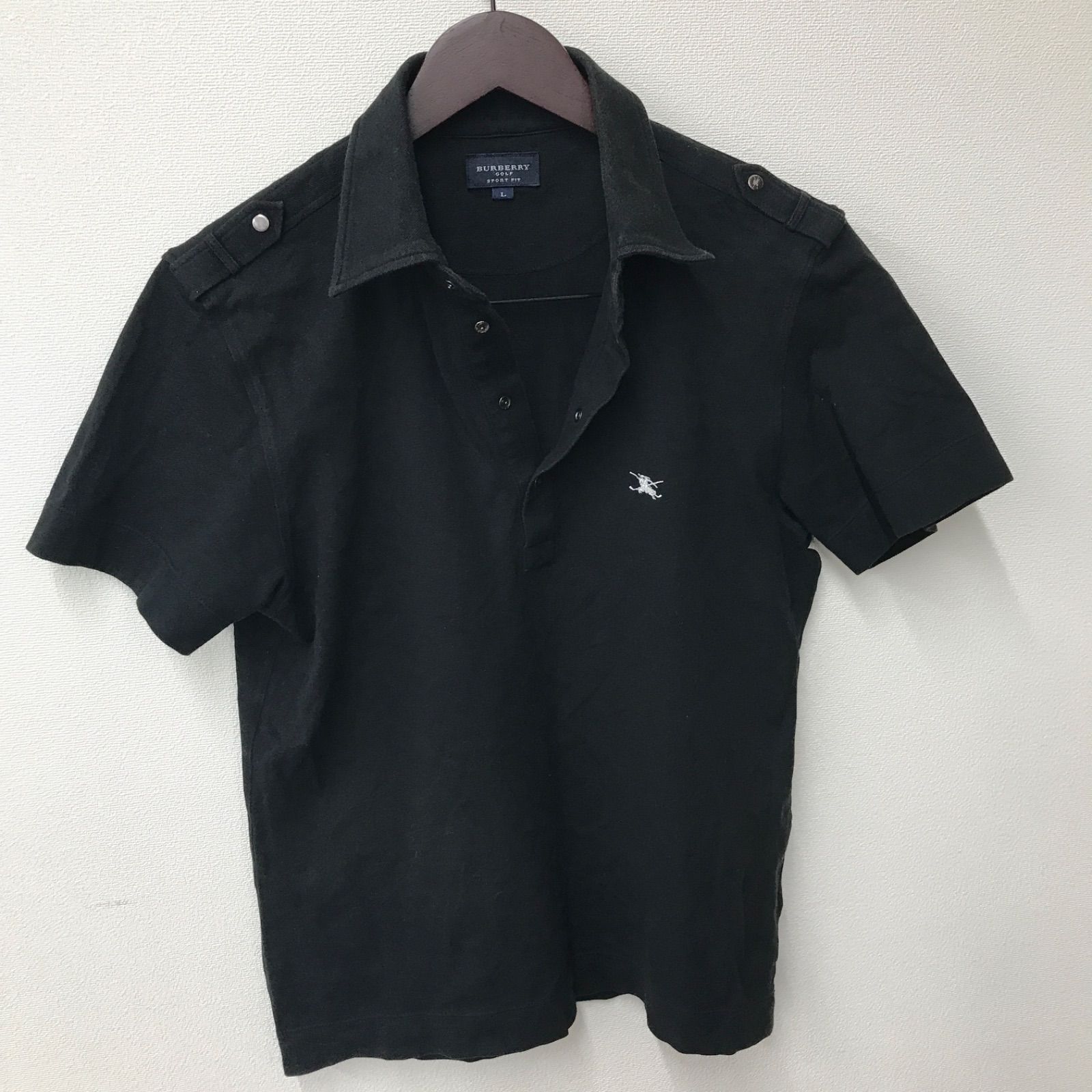 Burberry golf 黒無地ポロシャツ メンズ デザイナー Tシャツ