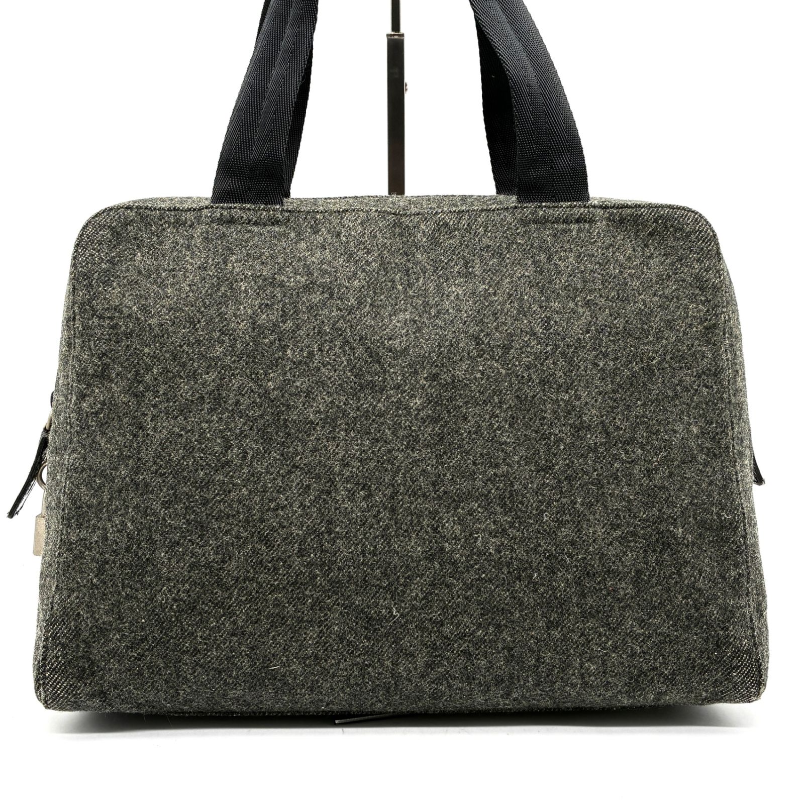 美品 PRADA プラダ ハンドバッグ 三角ロゴプレート レディース ウール