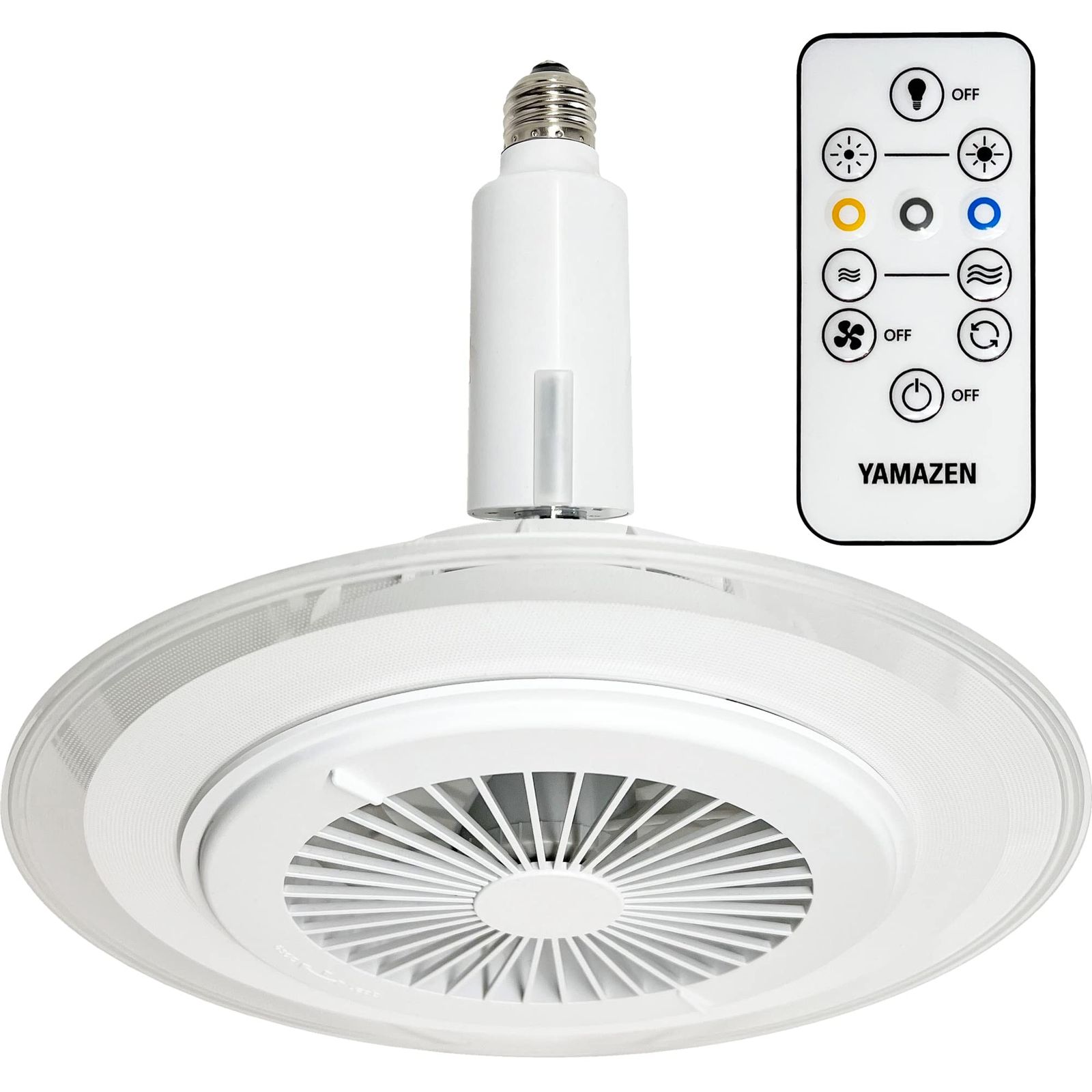 山善 導光板 FAN付き LEDライト 風量5段階 調色3段階 調光5段階 左右角度調節機能 白熱電球100 W相当 E 26ソケットタイプ 逆回転モード搭載 1950 lm リモコン付き 省エネ 工事不要 DFLC 100 VE