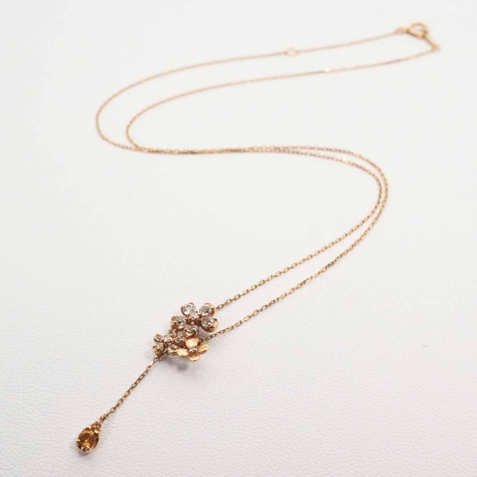 ヴァンドーム青山 フラワー シトリン K10 ネックレス ラブル/24-4438