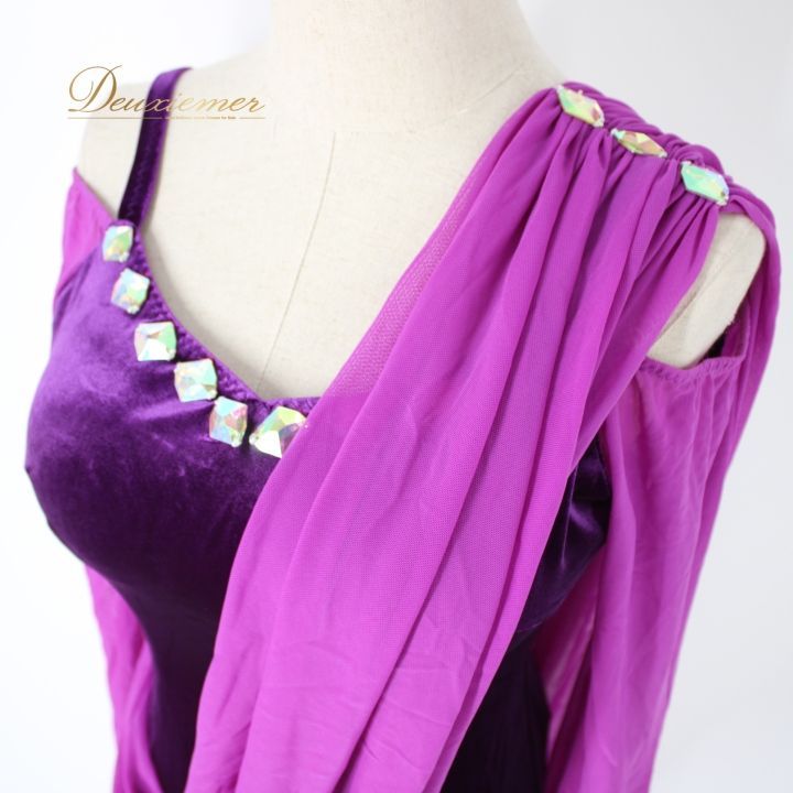 社交ダンス 衣装 ラテン ドレス ワンピース パーティドレス レディース 紫 黒 ブラック系 パープル系 ビジュー 派手 アシンメトリー アシメ 個性的 エレガント おしゃれ パーティー用 ダンス衣装 セクシー 可愛い 春夏秋冬 特別な日