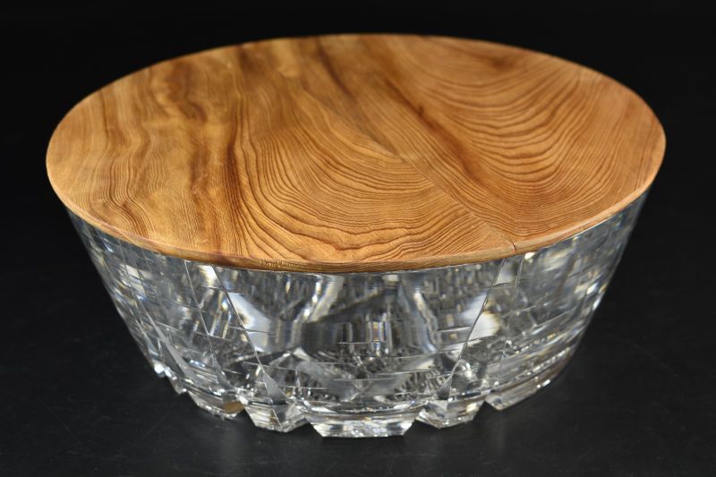 蔵A 5872 川上恭一郎 クリスタル水指 蓋付 共箱