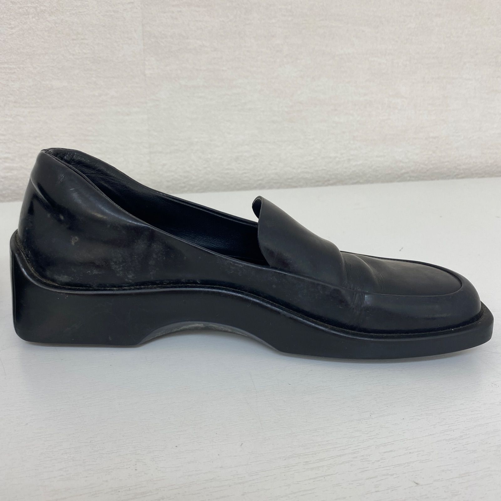 PRADA プラダ ブラックレザー 厚底ローファー レディース サイズ22cm 