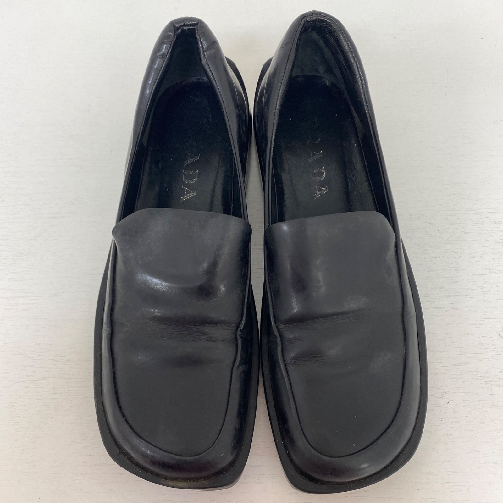 PRADA プラダ ブラックレザー 厚底ローファー レディース サイズ22cm