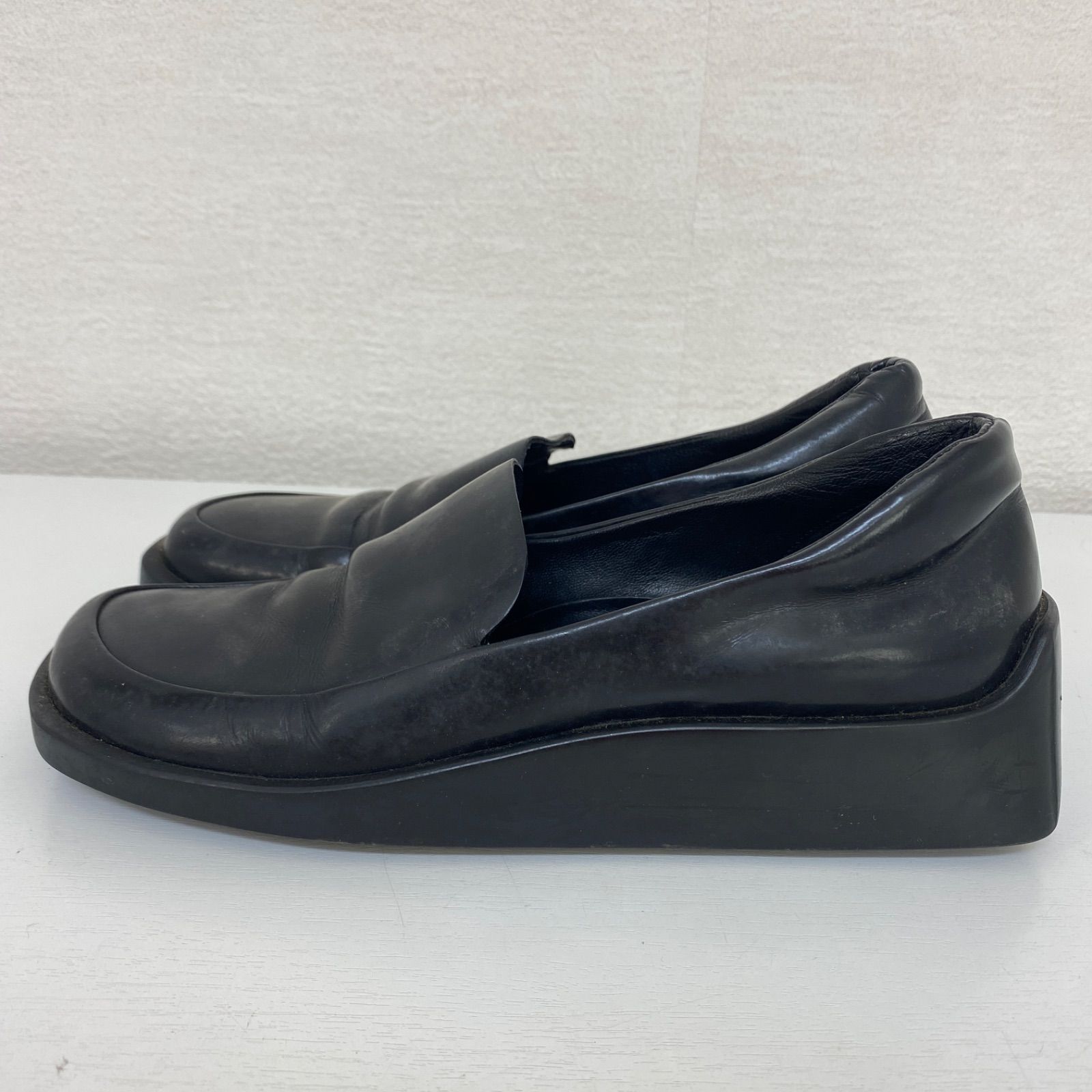 PRADA プラダ ブラックレザー 厚底ローファー レディース サイズ22cm