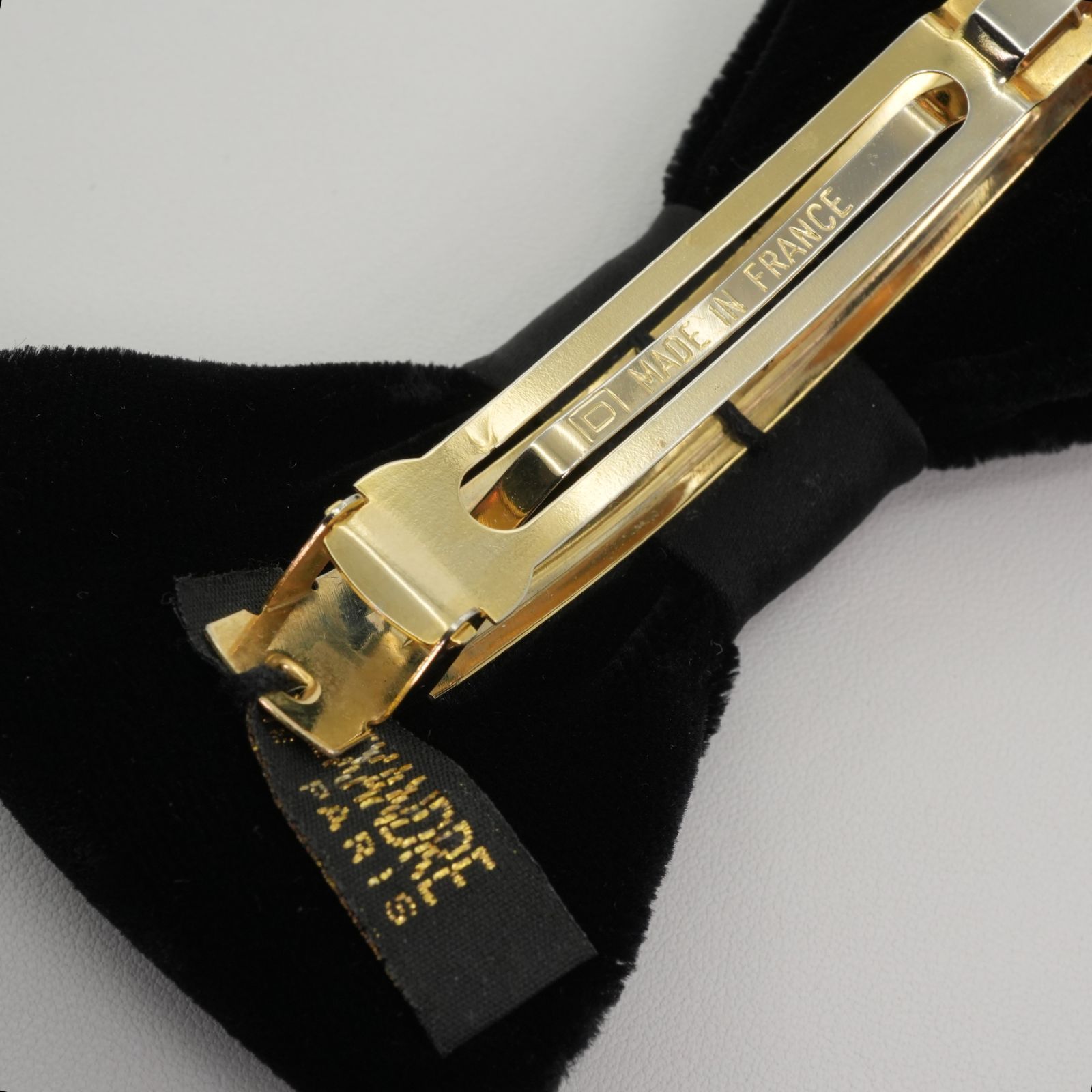 アレクサンドルドゥパリ ベロア リボン バレッタ ブラック/25-2879