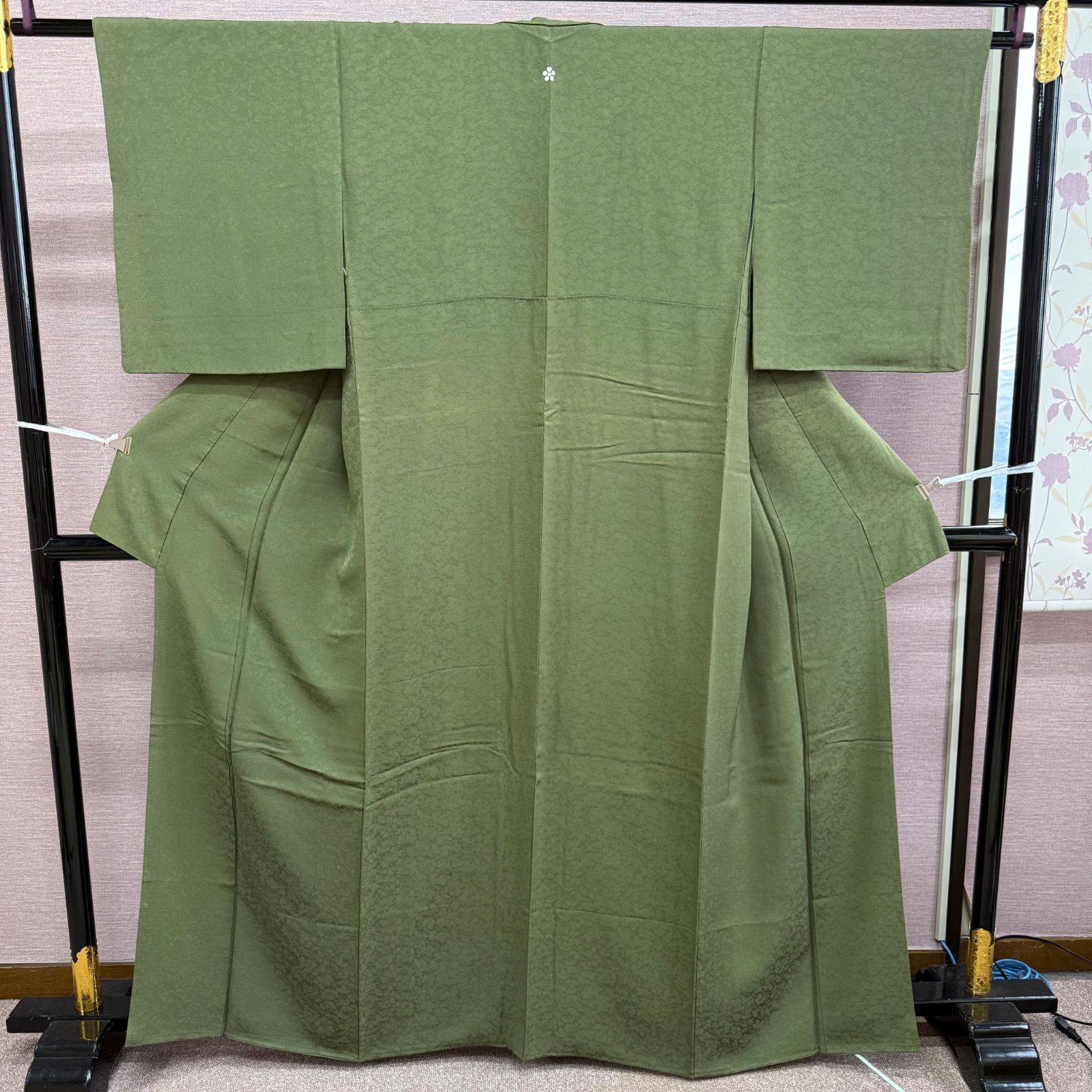 色無地 正絹 着物 袷 一つ紋 緑 リサイクル着物 i-871 - メルカリ