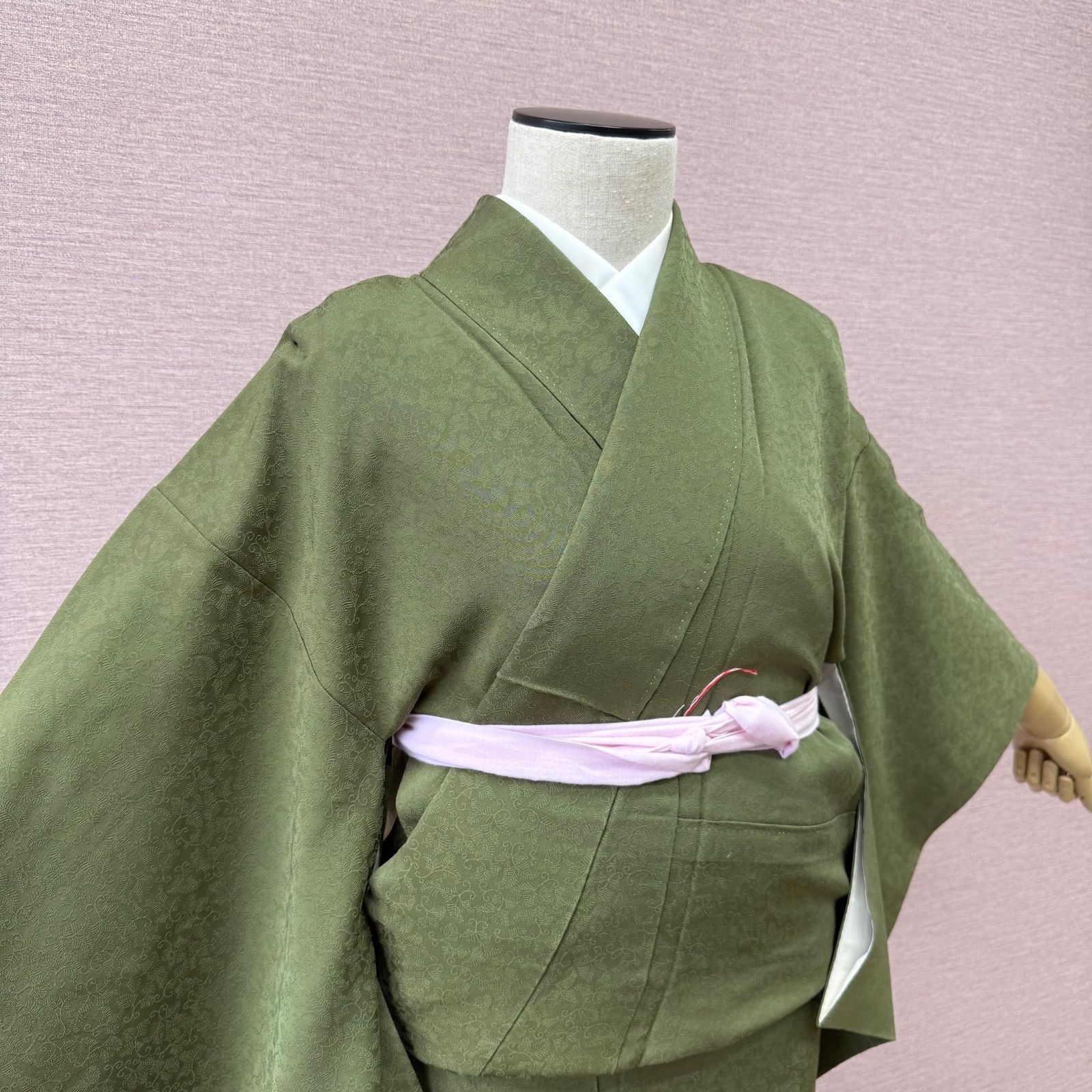 色無地 正絹 着物 袷 一つ紋 緑 リサイクル着物 i-871 - メルカリ