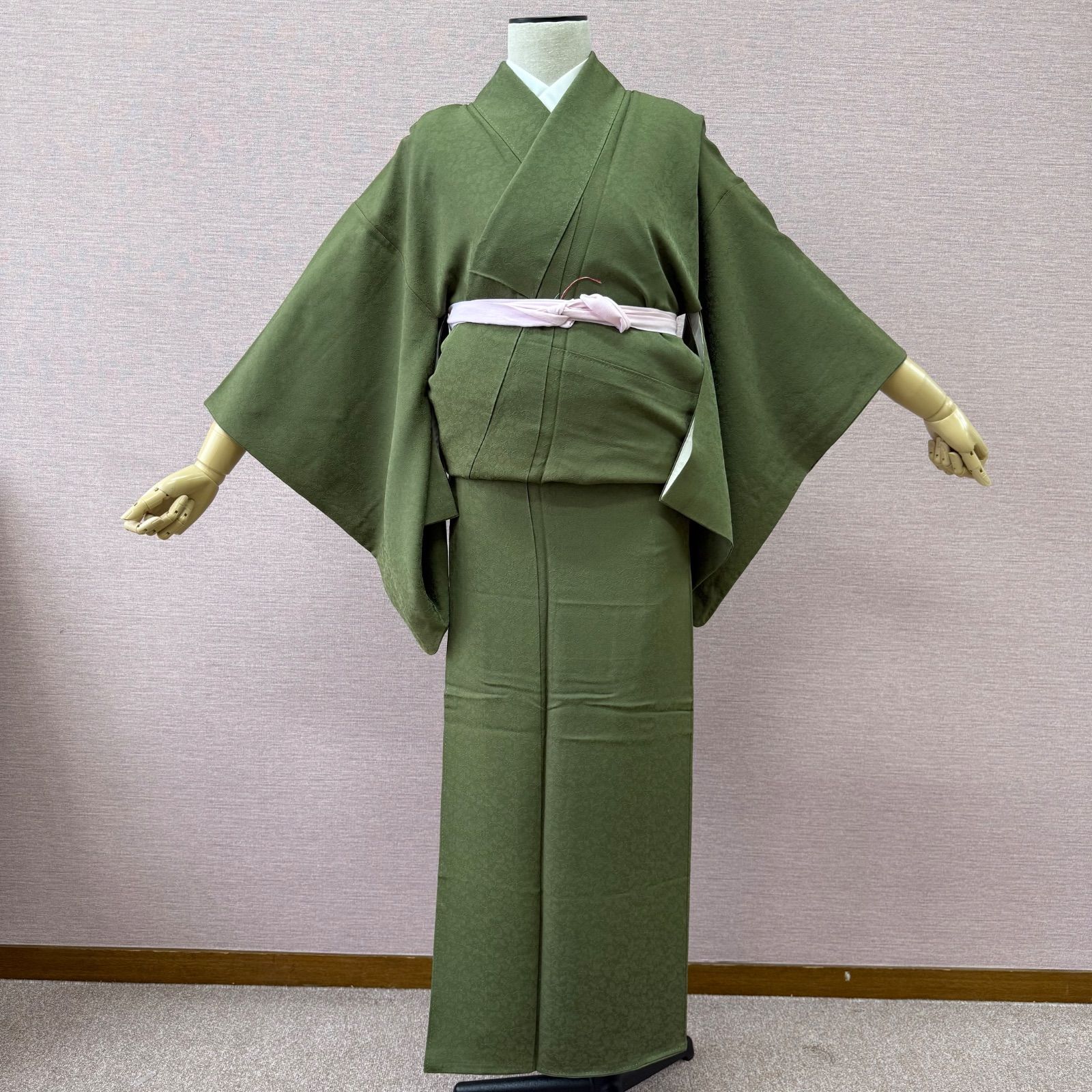 色無地 正絹 着物 袷 一つ紋 緑 リサイクル着物 i-871 - メルカリ