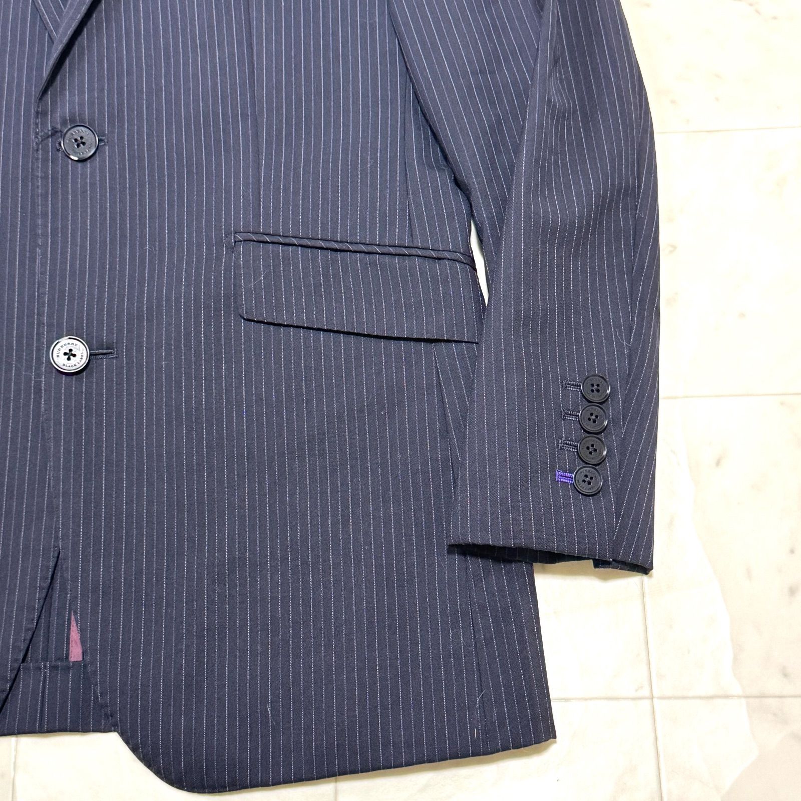 バーバリーブラックレーベル テーラードジャケット ストライプ