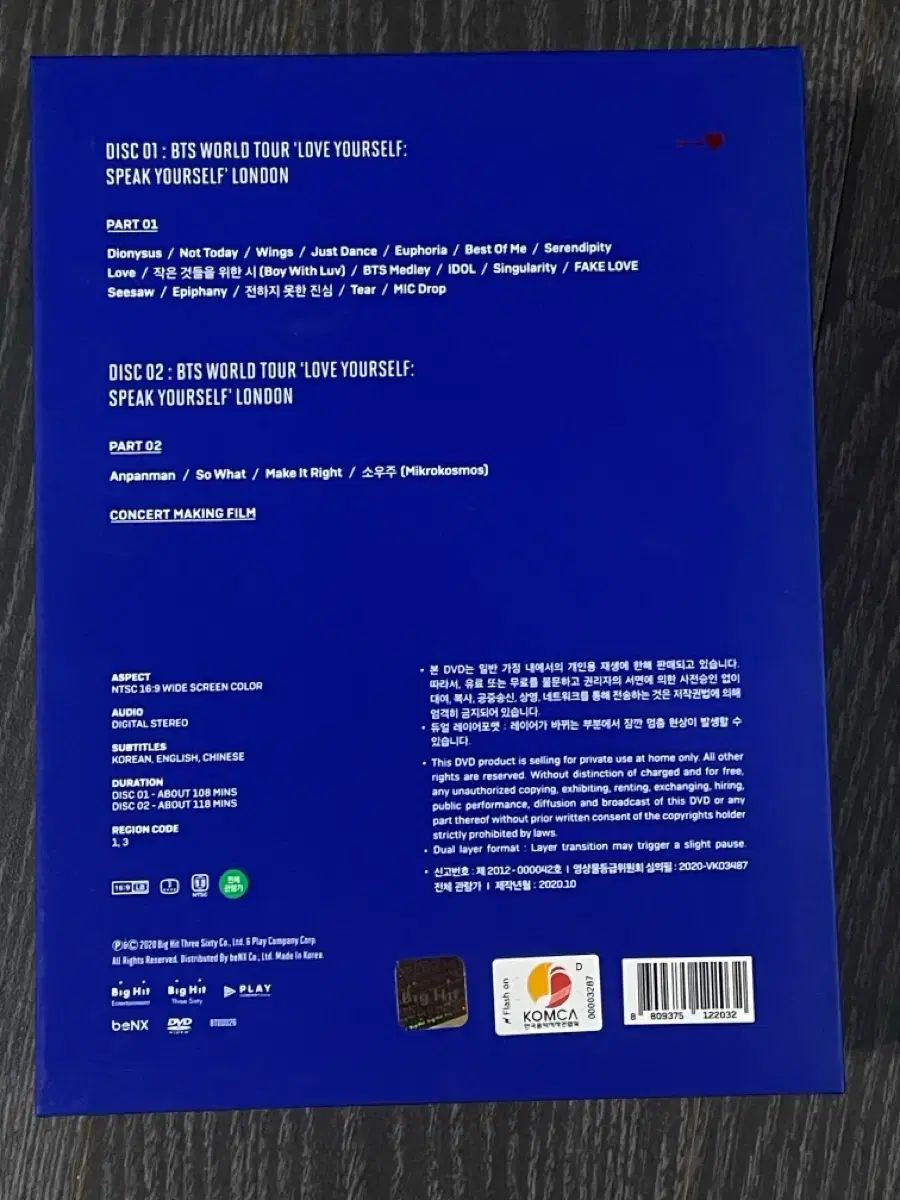フルセット BTS 럽셀 SPEAK YOURSELF ロンドン ウェンブリー DVD ジン JIN キムソクジン リストバンド その他 