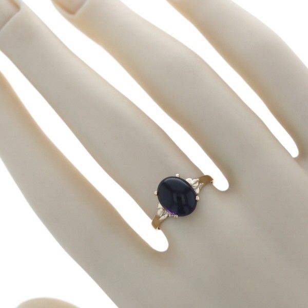 明洞 ミョンドン K14YG イエローゴールド リング アメジスト バフ