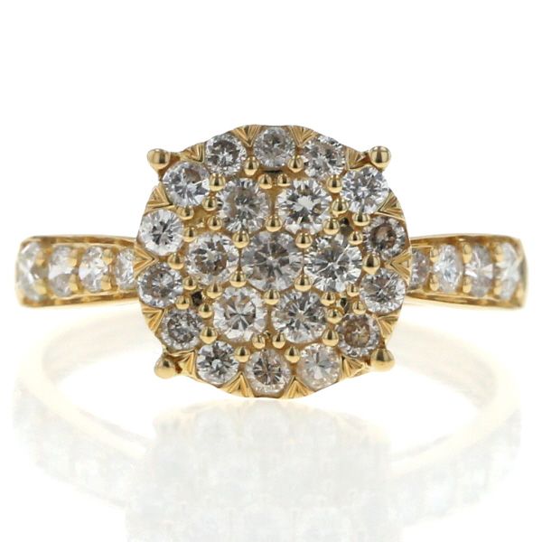 K 18 YG イエローゴールド リング ダイヤモンド 0.75 ct パヴェ サークル ラウンド ライン 指輪 12号 仕上済 zz