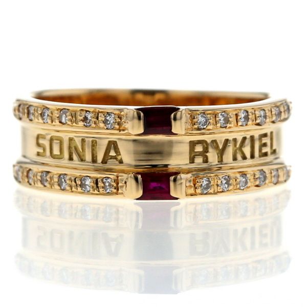 SONIA RYKIEL ソニアリキエル K 18 YG イエローゴールド リング ルビー 0.20 ct ダイヤモンド 0.12 ロゴ 指輪 12号 仕上済 zz