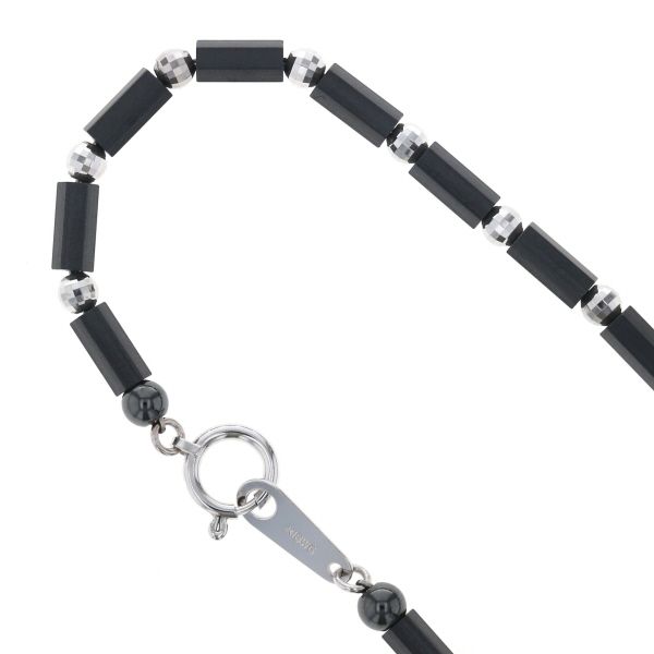 DisMoi ディモア K18WG ネックレス マテラノブラック ゼウス光石 角柱