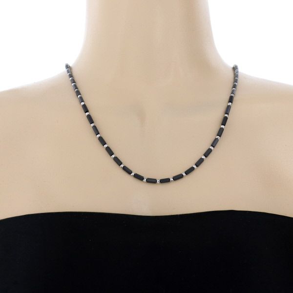 DisMoi ディモア K18WG ネックレス マテラノブラック ゼウス光石 角柱