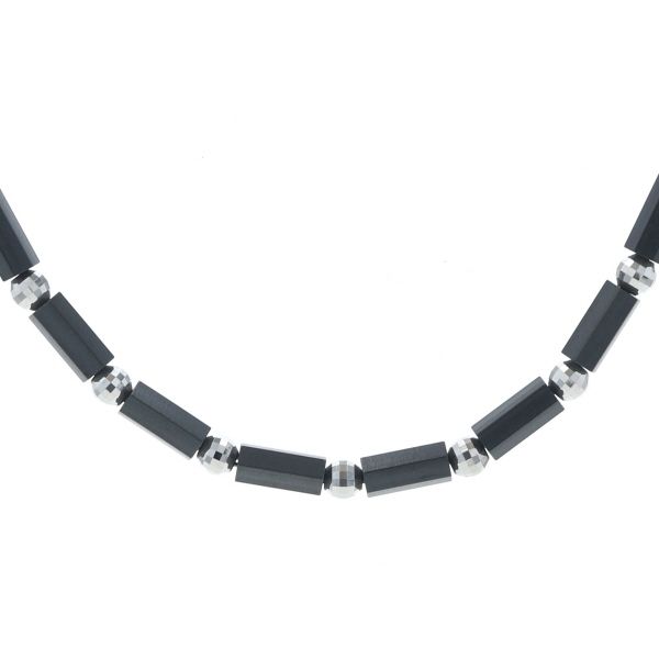 DisMoi ディモア K18WG ネックレス マテラノブラック ゼウス光石 角柱