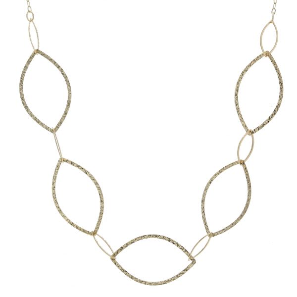 GSTV K18YG イエローゴールド ネックレス マーキス リーフ 表面加工