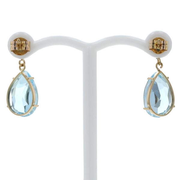 K18YG イエローゴールド ピアス ブルートパーズ ドロップ 雫 ペア