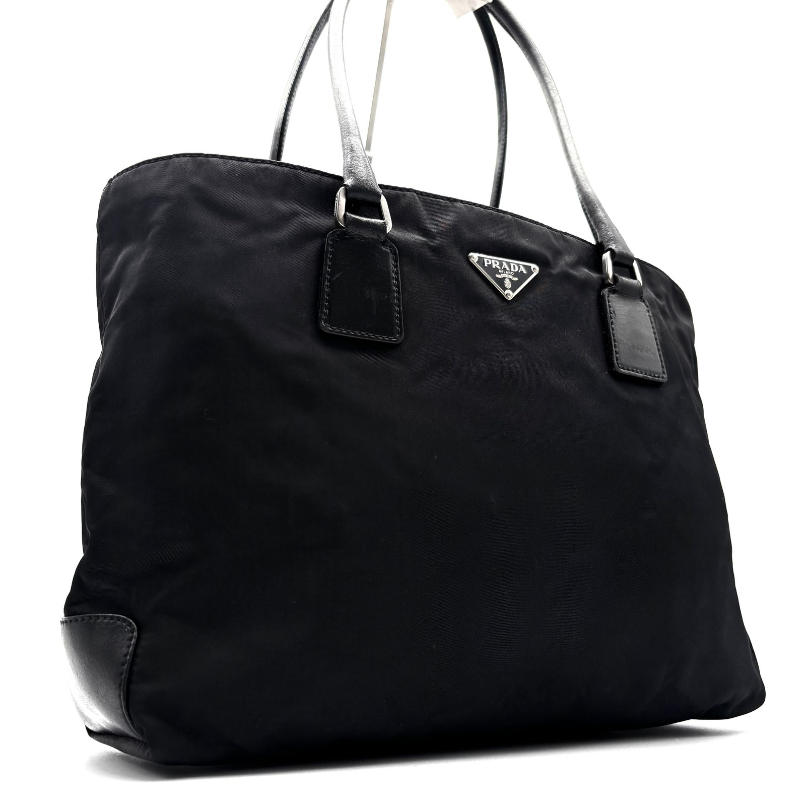 PRADA プラダ トートバッグ ハンドバッグ 三角ロゴプレート テスートナイロン 軽量 軽い レザー 本革 ブラック ビジネス 大容量 A 4 PC 白タグ有り