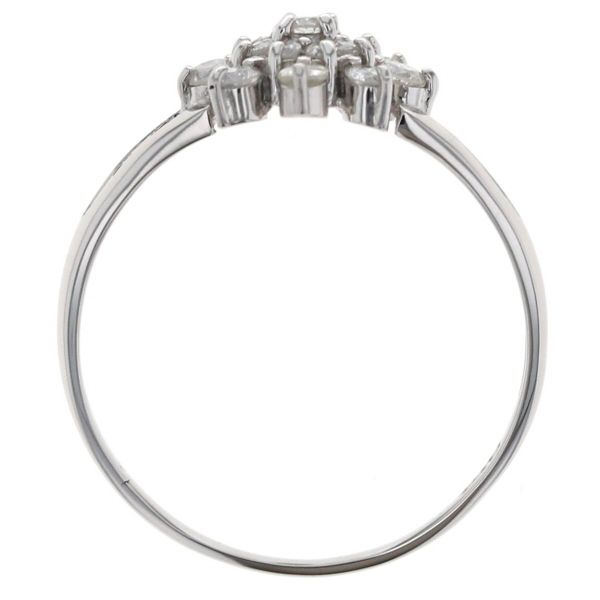 中古美品 Pt900プラチナリング 6g Pt900 プラチナ リング ダイヤモンド 0.4ct 花 フラワー 割れ腕