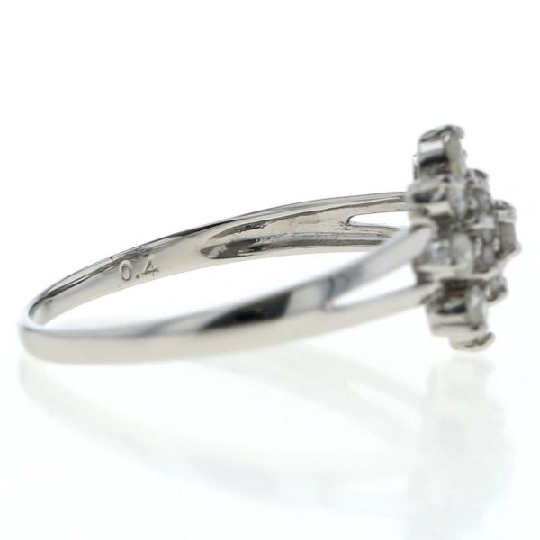 Pt900 プラチナ リング ダイヤモンド 0.4ct 花 フラワー 割れ腕