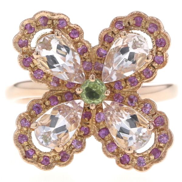 ❤️未使用❤️ BIG モルガナイト ピンクサファイア k18PG リング K18PG ピンクゴールド リング モルガナイト 1.83ct マルチサファイア