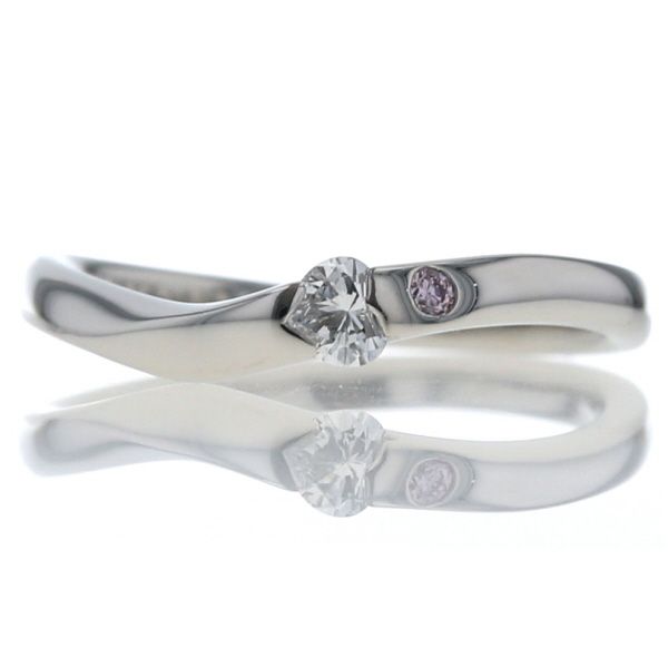 Garbo Pt 1000 純プラチナ リング ダイヤモンド 0.10 ct ピンクダイヤモンド 0.01 ハート 指輪 10号 仕上済 zz