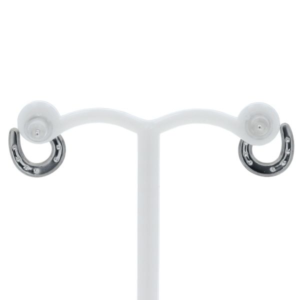 未使用品 k14WG デザイン ピアス K14WG ホワイトゴールド ピアス ホースシュー 馬蹄 U字 シンプル