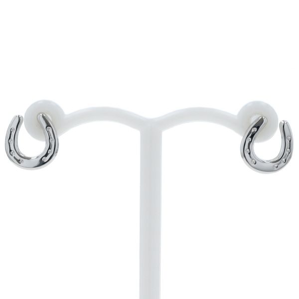 未使用品 k14WG デザイン ピアス K14WG ホワイトゴールド ピアス ホースシュー 馬蹄 U字 シンプル