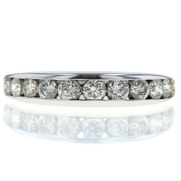 K 18 WG ホワイトゴールド リング ダイヤモンド 1.00 ct 11粒 ハーフエタニティ 一文字 17.5号 指輪 仕上済 zz