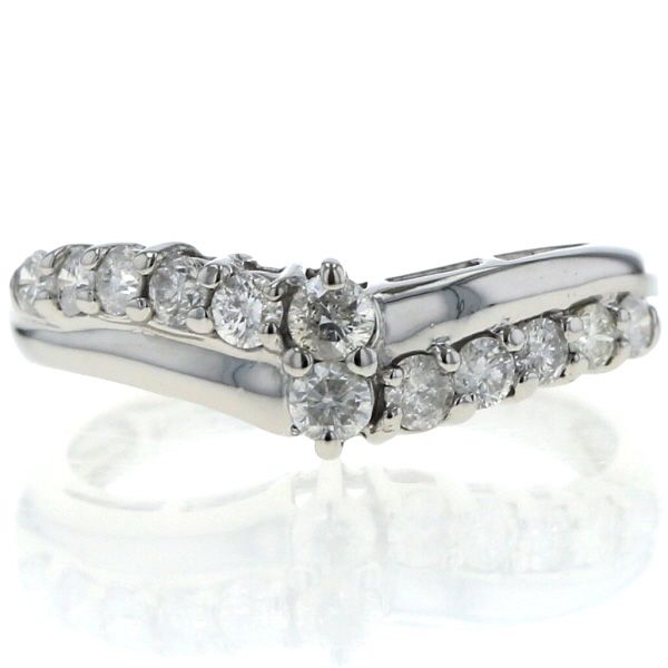 Pt 900 プラチナ リング ダイヤモンド 0 50 ct 2列 V字 ライン シンプル 指輪 11号 仕上済 zz